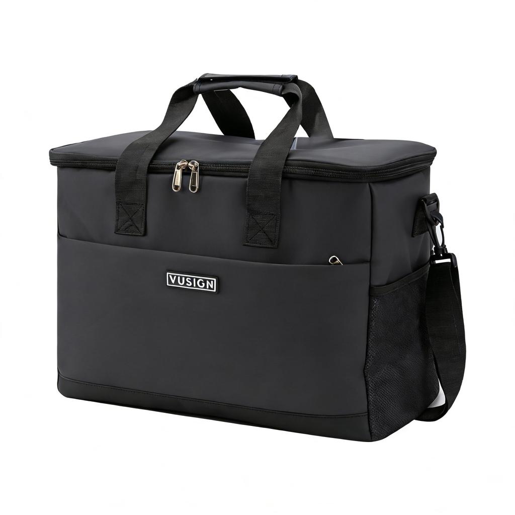 VUSIGN Large Capacity 30L Cooler Black Foldable Soft Cooler Box Insulated Cooler Bag Shoulder Strap Fishing Bag, Waterproof, Lightweight,