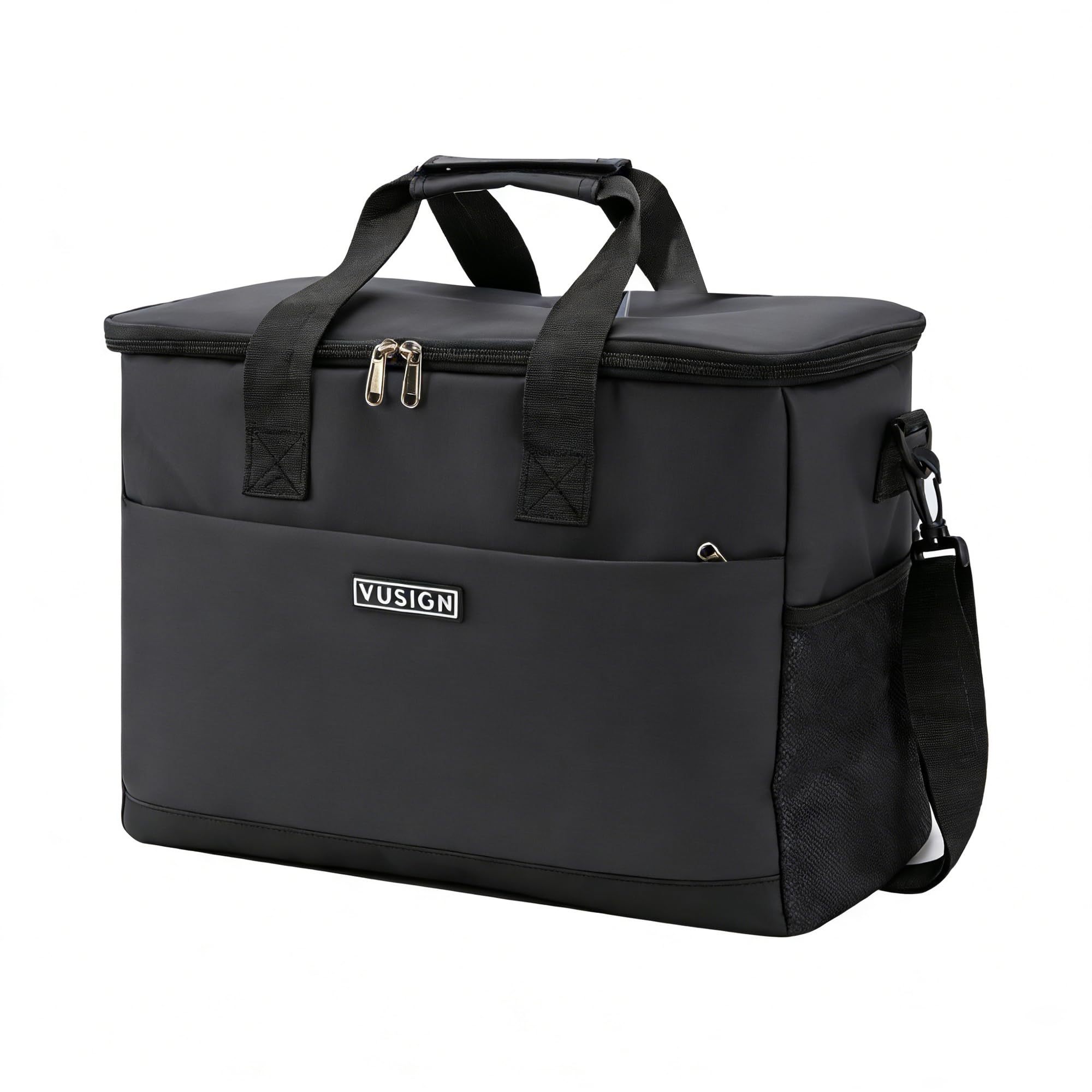 VUSIGN Large Capacity 30L Cooler Black Foldable Soft Cooler Box Insulated Cooler Bag Shoulder Strap Fishing Bag, Waterproof, Lightweight,
