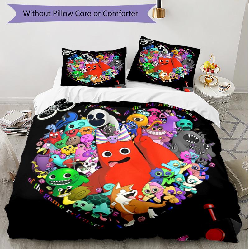 3pcs Duvet Cover Set (1*Duvet Cover + 2*Pillowcase, Without Core), Game Rainbow Friends Print Soft All‑Season Bedding Set, Home Bedroom Decor Gift