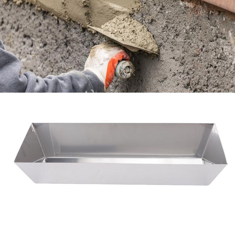 Mud Pan 14 Inch Mud Pan 210 Stainless Steel High Strength Smoothly Tool Tray Bucket for Cement Mortar Putty Paint Mixing