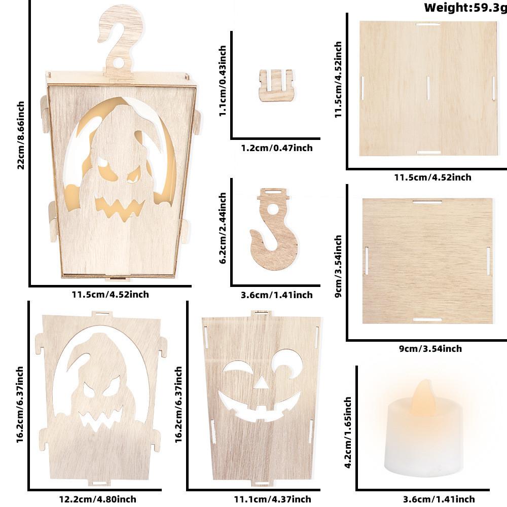 Alluring Halloween Wooden Lanterns With Creepy Ghost And Demon Designs For Holiday Atmosphere