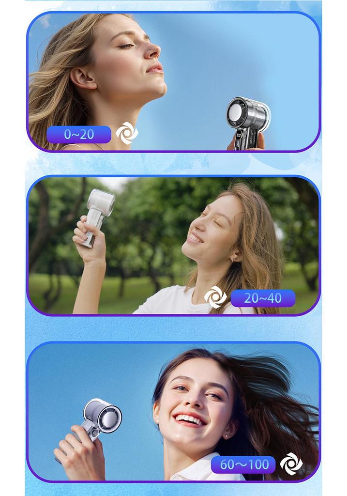 High-Speed Transparent Portable Mini Fan with Superconducting Ice Pack