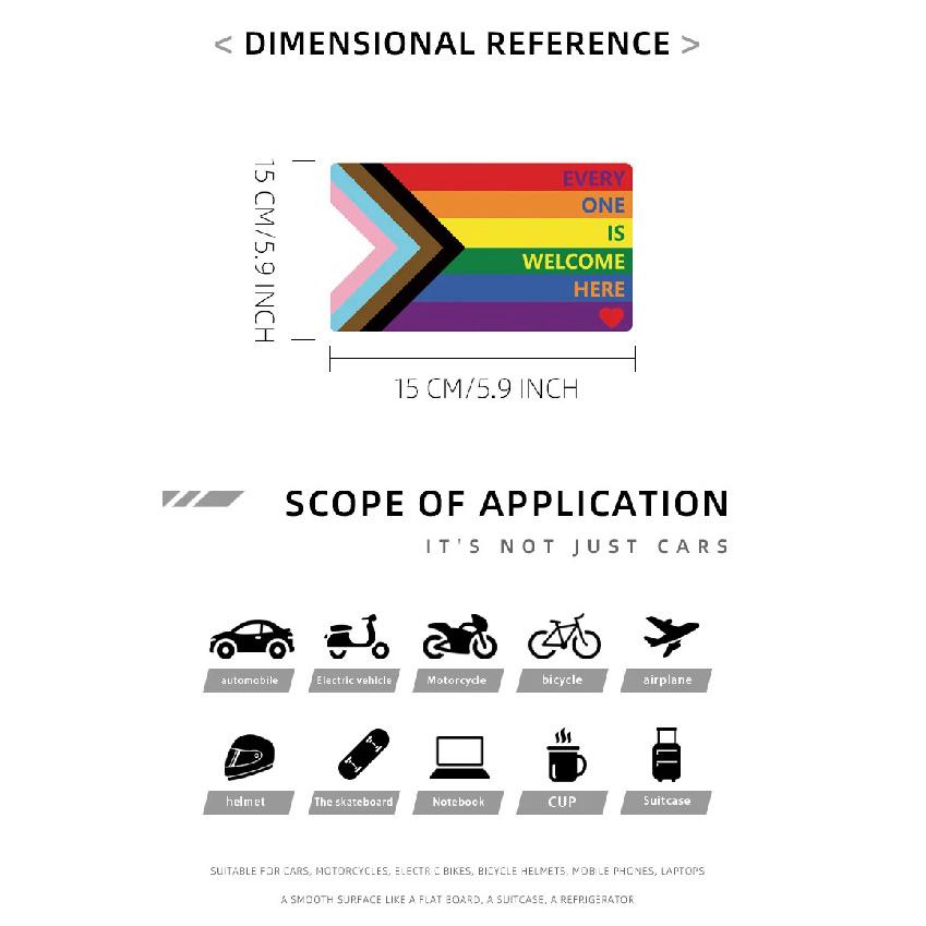 Reflective car stickers Everyone is Welcome Here - Waterproof Vinyl Sticker LGBTQ Progress Pride Flag Decorative accessories