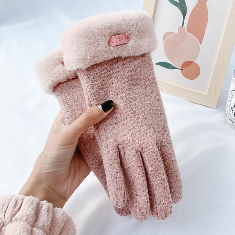 Warm gloves women's winter velvet thickened suede autumn and winter cold touch screen new cycling skiing gloves