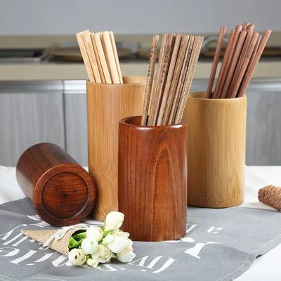 Bambus Holz Essstäbchen Zylinder Holz Haushalt Restaurant Essstäbchen Löffel Organizer Küchenaufbewahrung