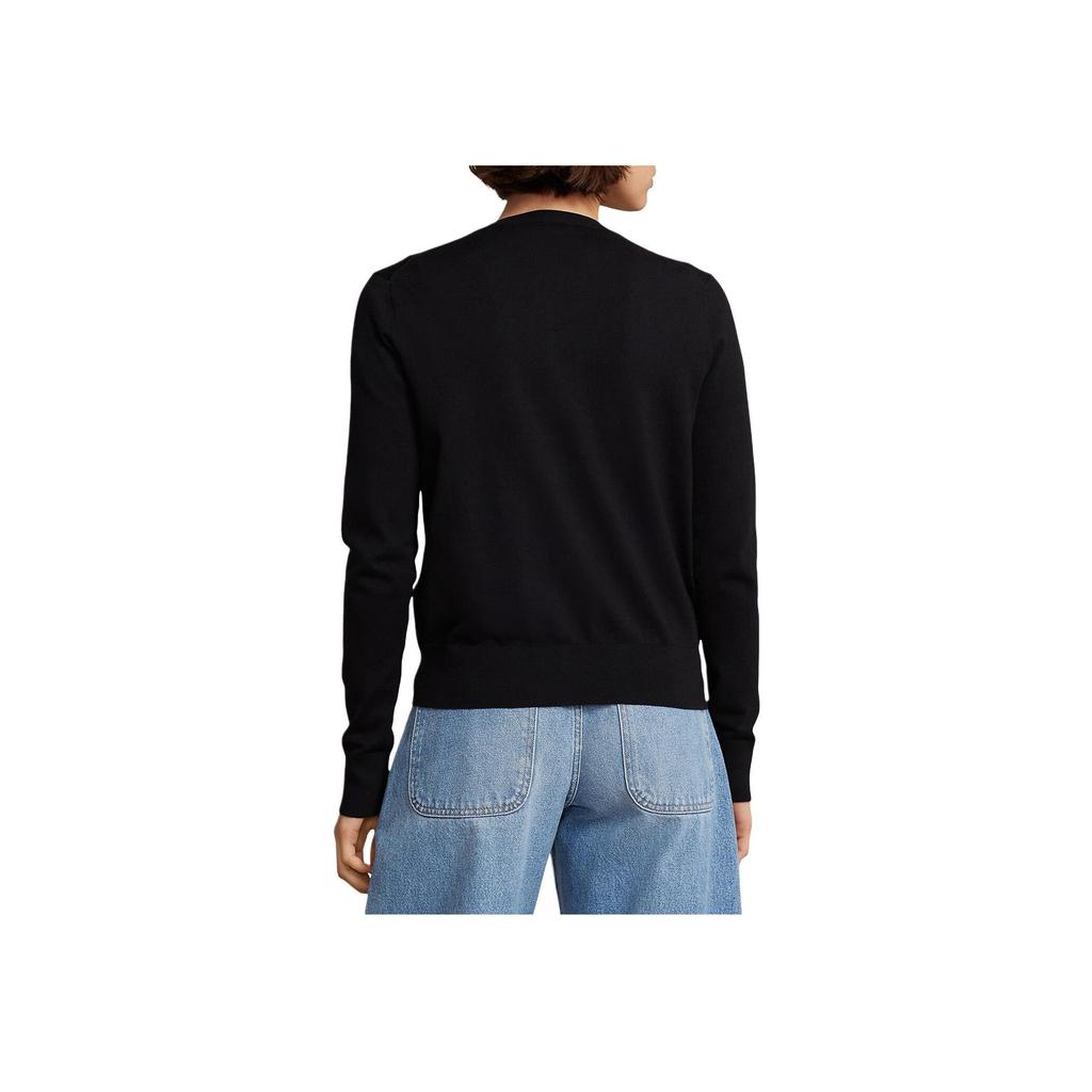 Polo Ralph Lauren Embroidered Slim Fit Single Breasted Long Sleeve Knit Sweater Women sweater Black WMPOSWENDW20477001
