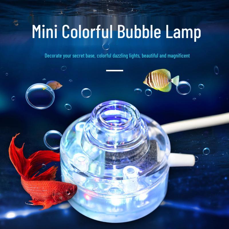 Seven-Color LED Aquarium Light with Air Stone for Fish Tank Decoration (US/European Standard) US Standard (Flat Plug)