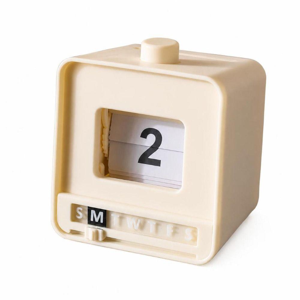 Mini Size Desktop Calendar Manual Date Display Mechanical Calendar Push Button Calendar  Home Decor