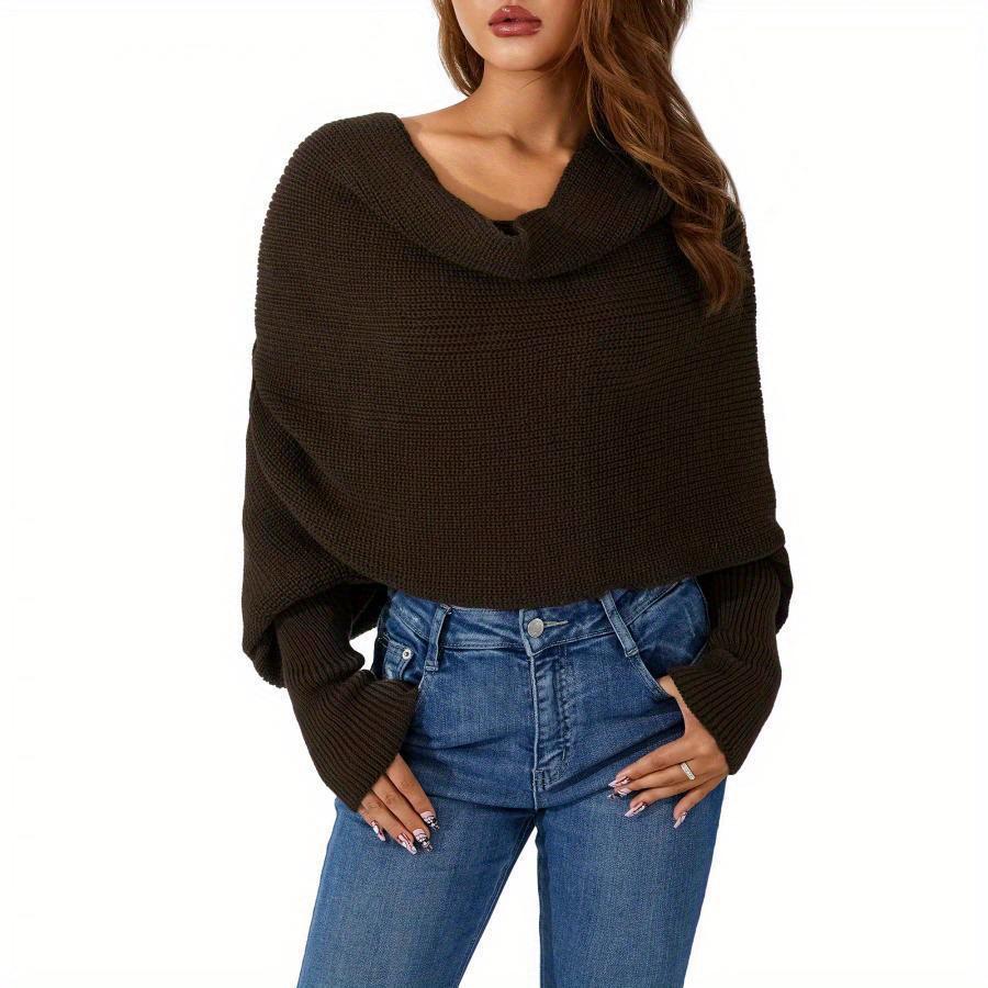 Unisex Knitted Shawl Sweater with Sleeves - Versatile Solid Color Cloak for Autumn and Winter Parties