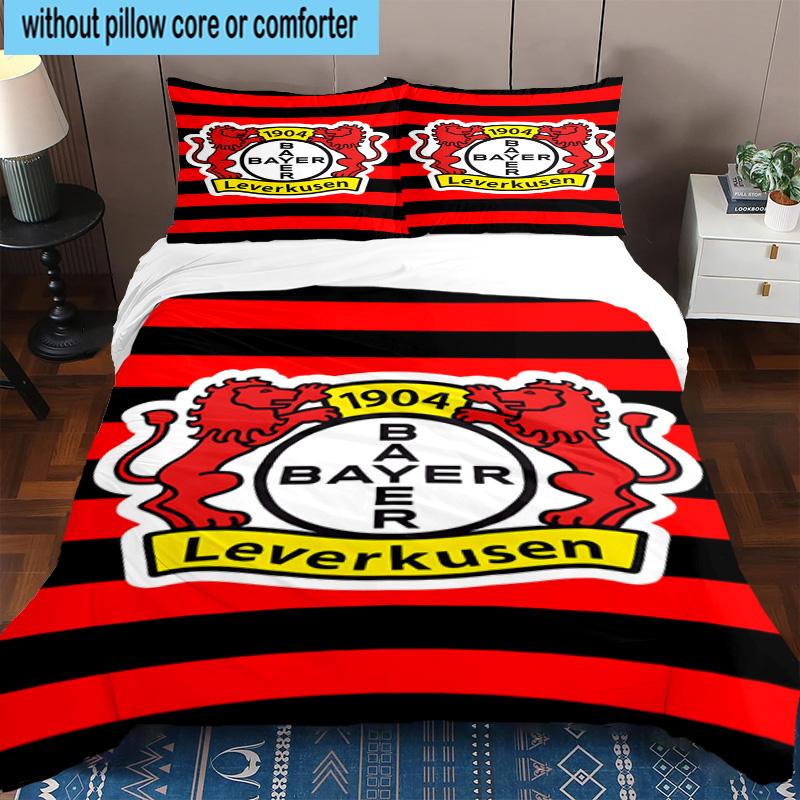 3pcs Bayer Football Club Printed Bedding Set Duvet Cover Closure Includes 1 Duvet Cover & 2 Pillowcases Bedding Sets Home Decor Gifts