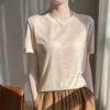 Women's Summer Tencel Lyocell Short Sleeve Round Neck Solid Color Loose Top