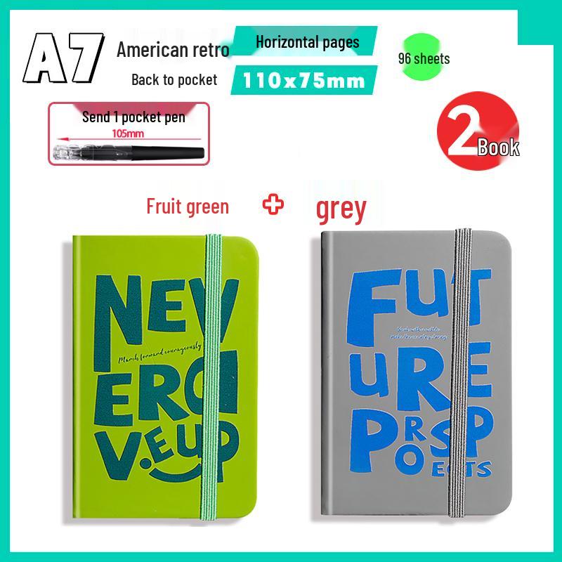A7 Mini Retro Amerikanischer Stil Taschenformat Notizbuch - Tragbares Kleines Notizbuch für Planung oder Geschenke.
