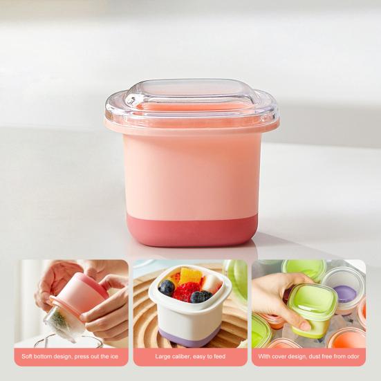 Yousheng Ice Cube Tray Silicone Ice Cube Maker with Lid for Food Juice Drinks BPA Free Easy Release Baby Blocks Freezer Storage Containers