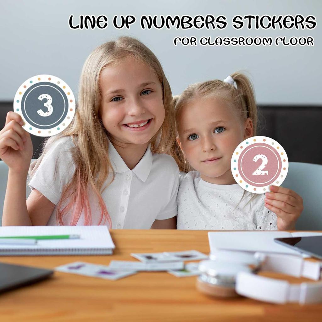Boho Line up Spots for Classroom - 36pcs Number Stickers for Classroom Floor Stickers Dots for Classrooms Floor Decals for Classrooms Lining up Back