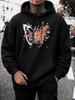 Unisex Hoodie, Spring Festival, Butterfly And Floral Print, Pullover Hoodie, Streetwear Style, Casual Outdoor Wear, Front Pocket And Drawstring Hood