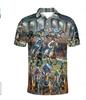 Horse Racing 3D Printed Men's Polo Shirt 2025 New Fashion Button Lapel Short Sleeve Top Summer Marseille