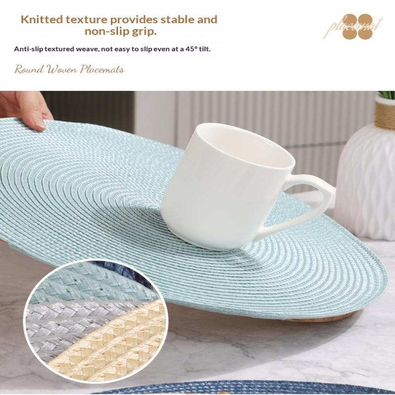 Round Woven Placemats Heat Resistant Non Slip For Kitchen Table Holiday Home Use