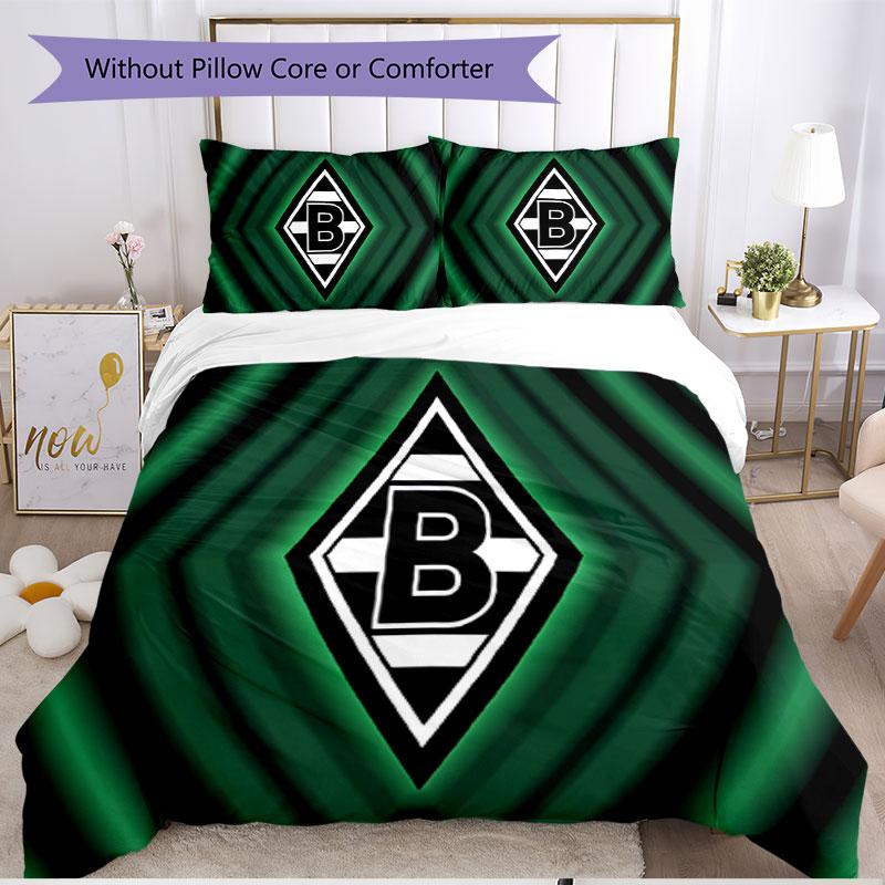 Parure de lit 3 pièces avec housse de couette (1*Housse de couette + 2*Taie d'oreiller, sans noyau), Ensemble de literie doux toutes saisons imprimé Borussia Mönchengladbach, Cadeau de décoration pour chambre à coucher à la maison