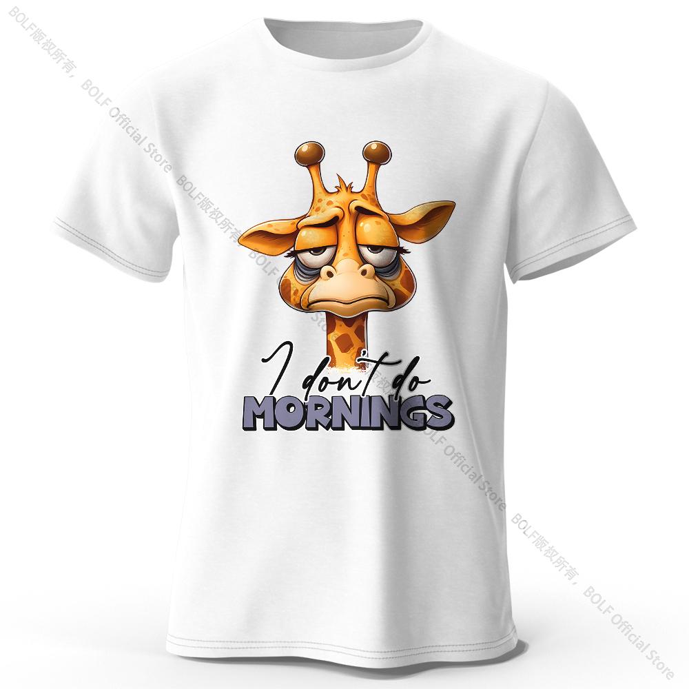 Summer Round Neck 3D Cartoon Giraffe Printed Top Fashionable Casual Short Sleeved Children's Boy T-shirts