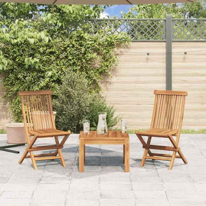 VidaXL Folding Garden Chairs 2 Pcs Solid Teak Wood