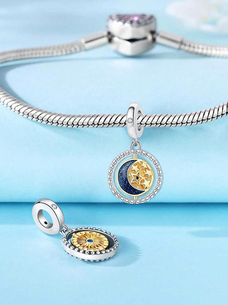Charms Plata Copper Colors Sun Moon Stars Clips And Spacers Beads Pendant For Original Bracelet For Women Diy Jewelry Love Gift