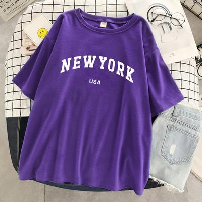 New York, Statele Unite ale Americii, Tricouri cu litere grafice pentru femei, tricou din bumbac, respirabil, Street Tee Shirtstreet Oversized maneci scurte