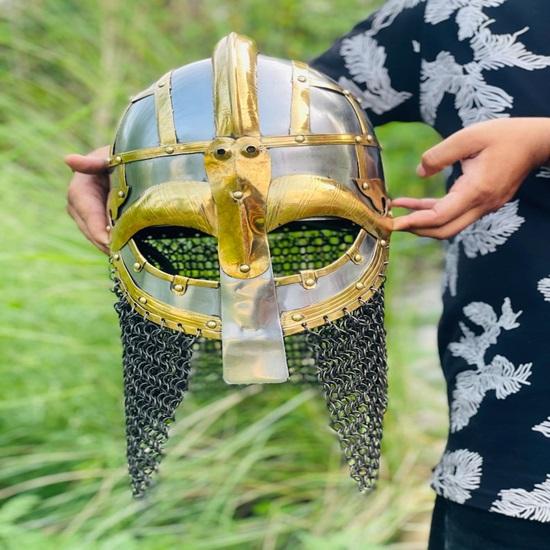 Viking Spangenhelm Helmet with Chainmail Medieval Norse Warrior Helmet  18 Gauge Steel LARP  Cosplay Armor  Nordic Knight Helmet