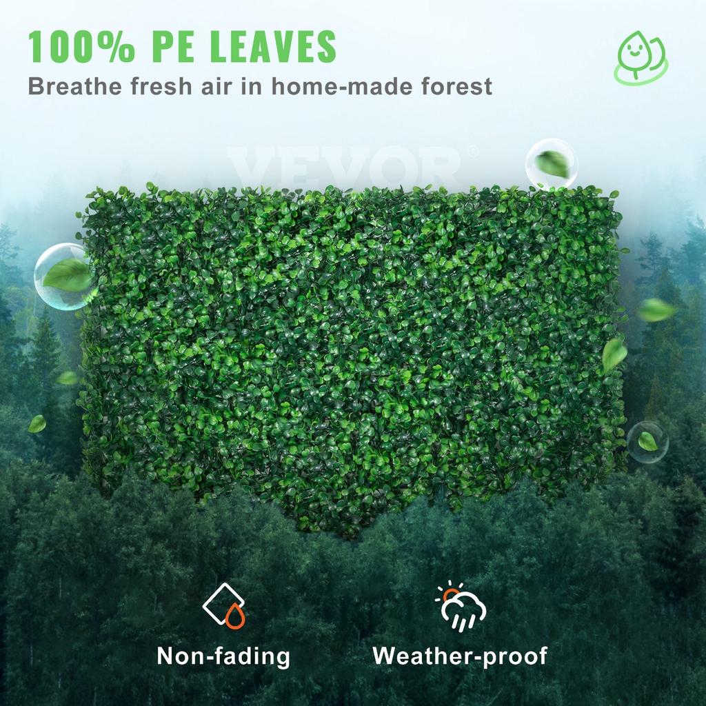 Artificial Boxwood Panel 24" X 16" UV 24pcs Boxwood Hedge Wall Panels Artificial Grass Backdrop Wall 4 cm Green Grass Wall, Fake Hedge for Decor