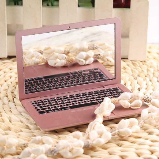 Handheld Cosmetic Mirror Mini Laptop Mirror, Pocket Size Shaped Makeup Portable Small Foldable Vanity Folding Computer for Dollhouse Accessory, Travel