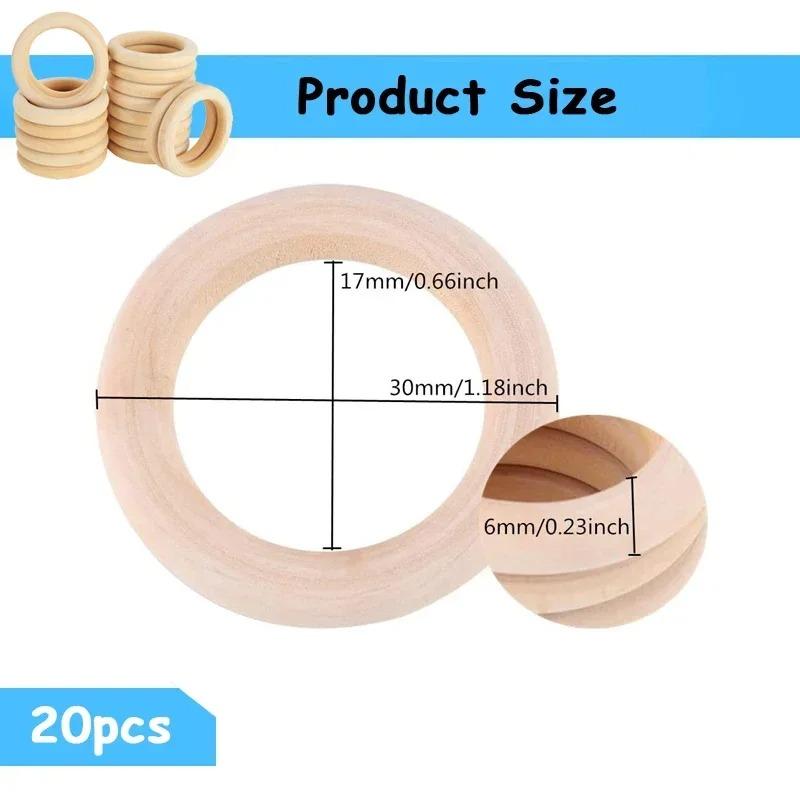 20 pezzi 30mm Anelli Cerchi in Legno Naturale Non Finiti Lisci per Macramè Artigianato Fai da Te Creazione Gioielli Ciondoli Connettori