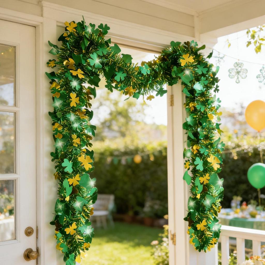 St Patricks Day Garland 200cm Shamrock Green Home Decor St Patricks Day Decor for Weddings Farmhouse Bedroom Bathroom Home