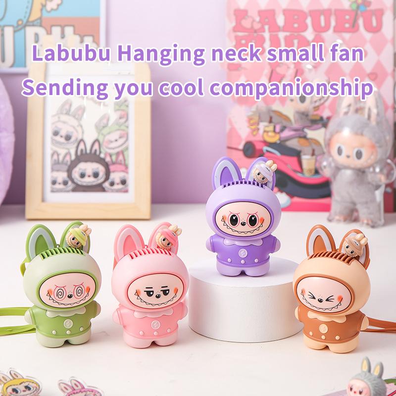 Cute Character Portable Bladeless Neck-Hanging Fan Cartoon Capybara Small Fan Outdoor Usb Charging Fan Students Summer Gifts