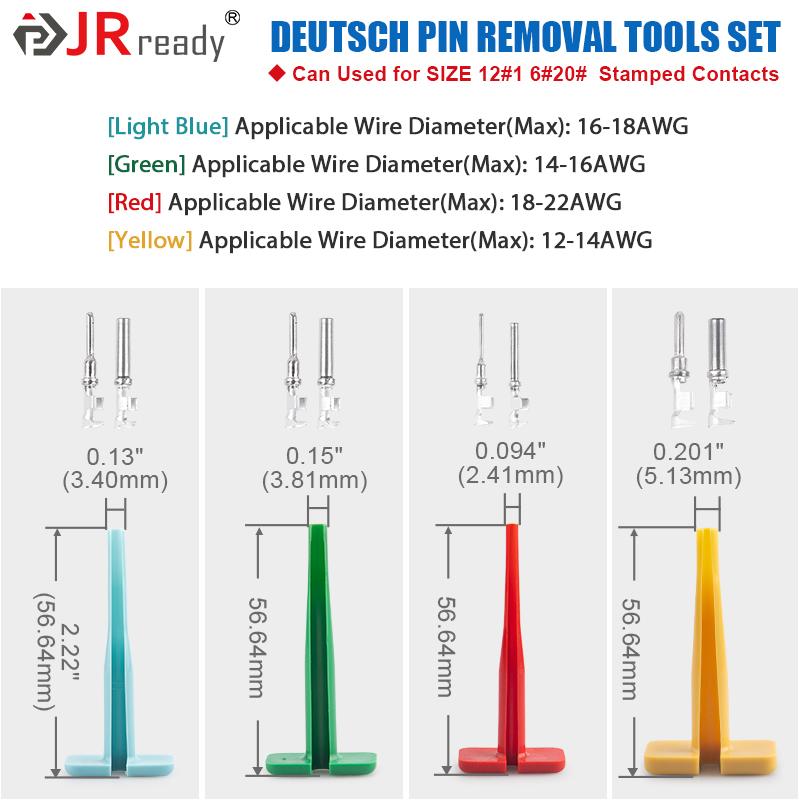 JRready Pin Extractor Tool For Solid/Stamped Contacts Terminal Removal Instrument For Deutsch Connector DT/DTM/DTP/HDP/DRC ,RT1B