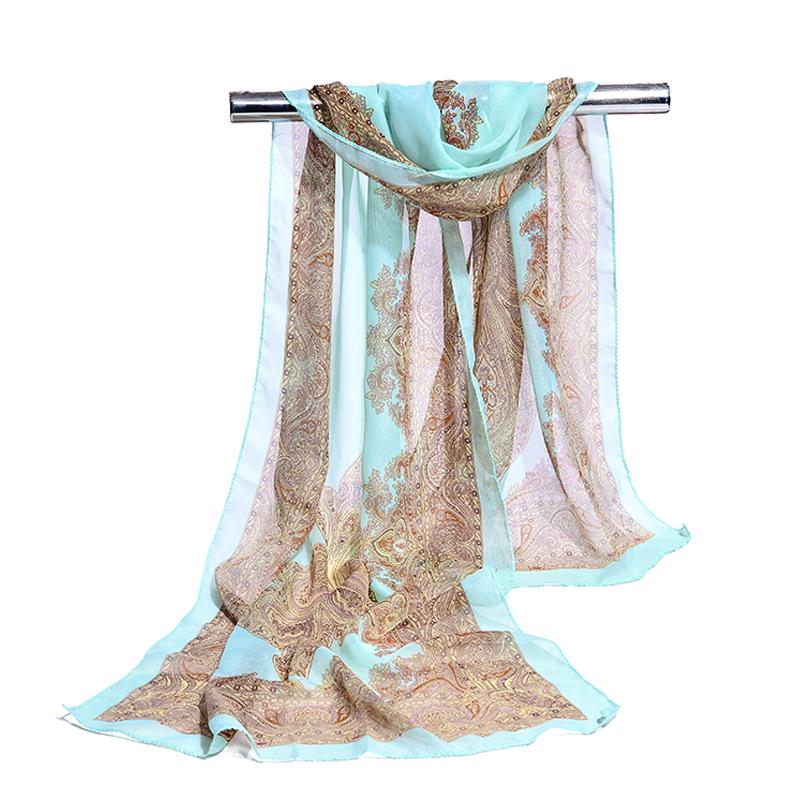 

Шифоновый шарф-саронг с цветком кешью, солнцезащитный шарф, женский шелковый шарф, длинное пляжное полотенце с цветком кешью, шаль от солнца 160*50cm светло-зеленый