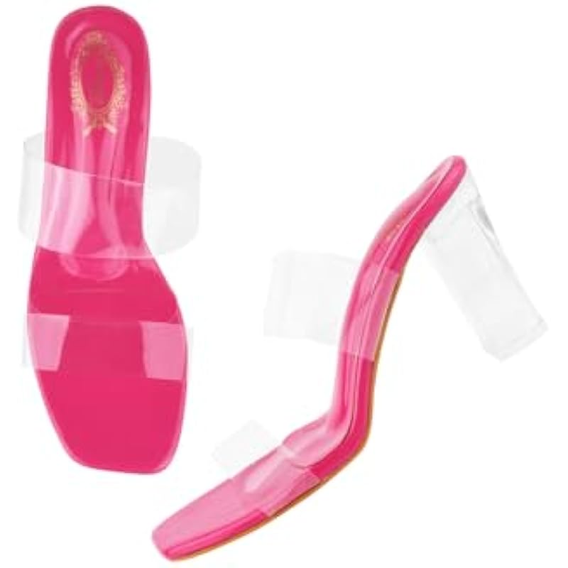 Shoetopia Stylish Trasparent Detailed Magenta Block Heels For Women & Girls /EU36 3 UK маджента