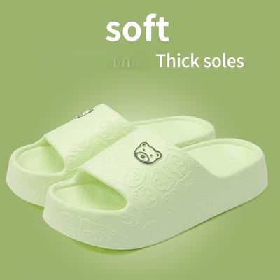 Plush Bear Motif Comfort Slides - Cushioned Soft Sole for Indoor Relaxation, Playful Cartoon Design