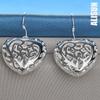 925 Srebrne kolczyki w kształcie serca z geometrycznym wzorem Hollow Piercing Modna biżuteria ślubna