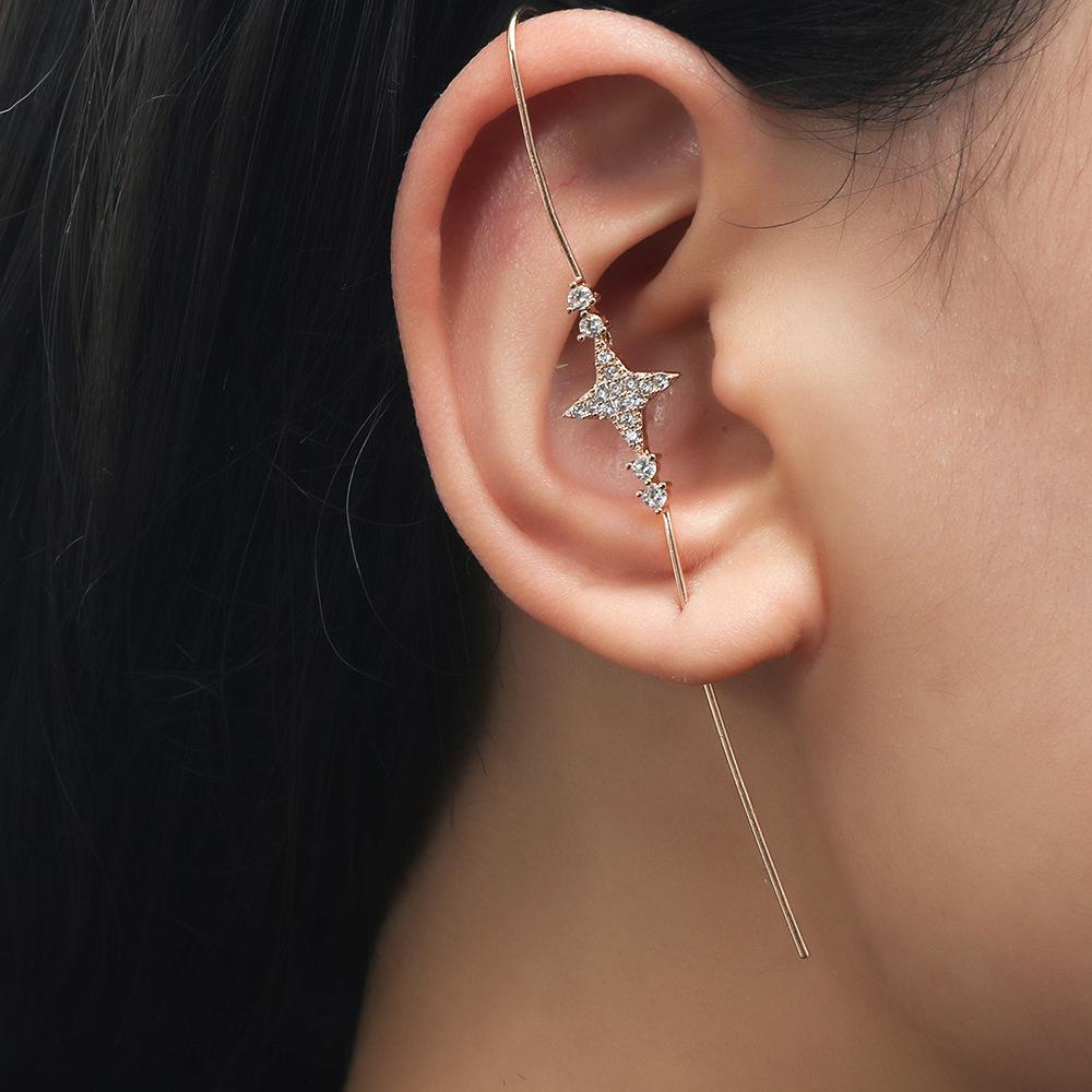 Chic Star Letter Zircon Ear Cuff and Diagonal Studs
