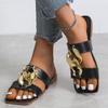 2024 New Summer Women's Slippers Fashion Metal Chain Sandals Open Toe Sandals Women Flat Casual Slippers Women Summer Slipper