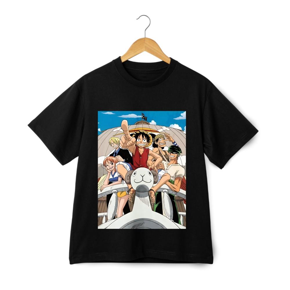 

Футболка с коротким рукавом с принтом One Piece All-Members Sailing , трендовый аниме кэжуал топ M