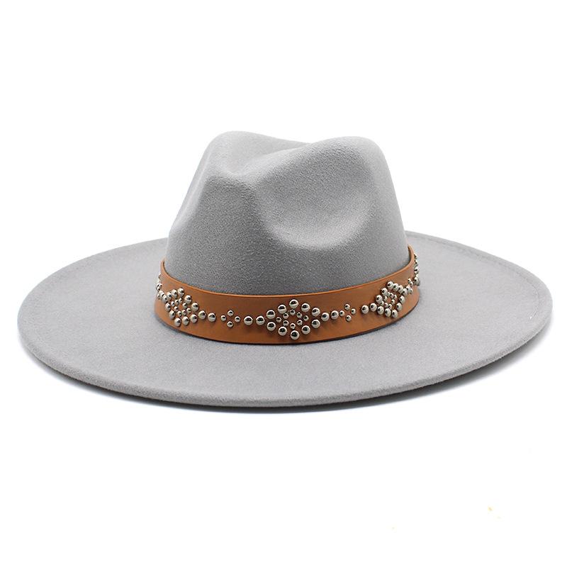2022 Fedora Hat for Women Retro Wool Felt Jazz Hat 9.5CM Wide Brim Church Wedding Hat Street Fashion Black Dress Cap