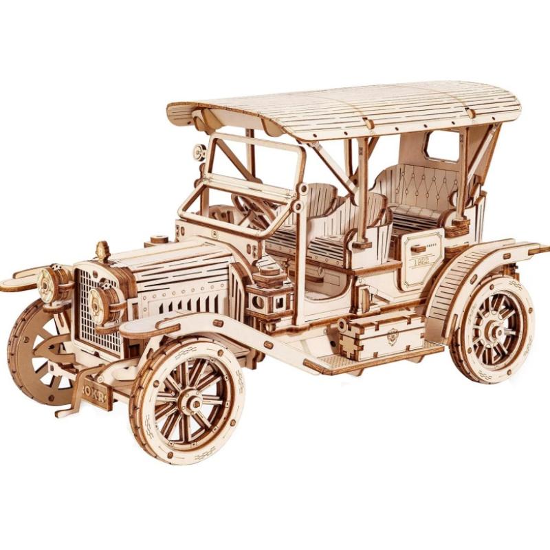 Robotime Rokr Classic Car 3D Wooden Puzzle Montessori Toys Vintage Car 1:15 Scale Model Building Kits for Kids