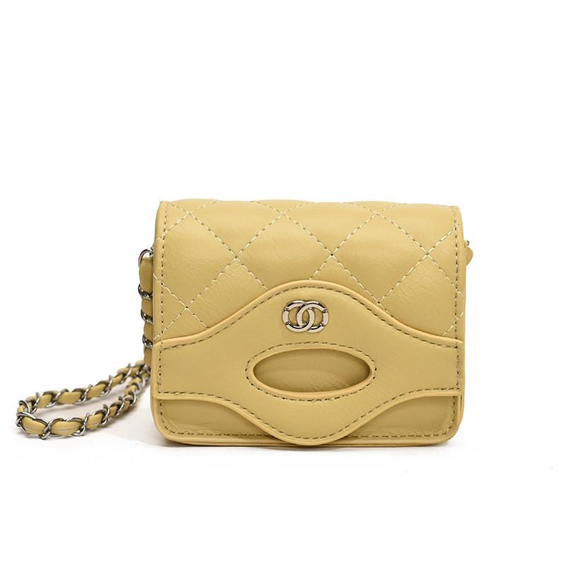 

Мини детская современная сумка со стильной цепочкой и мягкой подкладкой из полиэстера жёлтый