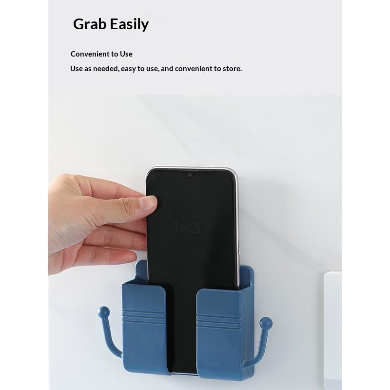 Wall Mount Phone Holder Phone Stand For Bed, Wall Mounted Shower Phone Holder Remote Control Holder With Hooks