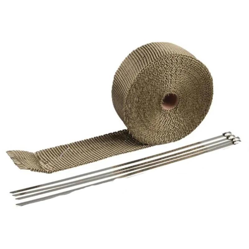 5M Roll Fiberglass Heat Shield Motorcycle Exhaust Thermal Tape Header Pipe Heat Wrap Tape Thermal Protection with Stainless Ties