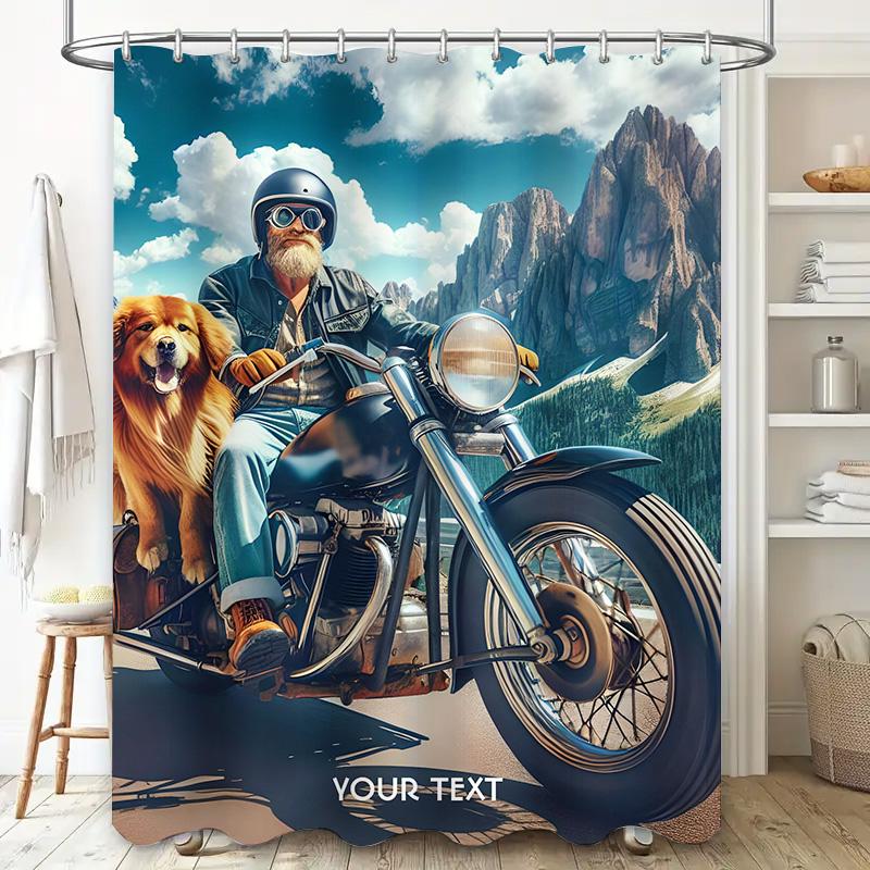Tenda da Doccia per Moto Vintage Stile Rustico Country, Perfetta per l'Arredo del Bagno Personalizza Oggi con il Tuo Testo o Design #H