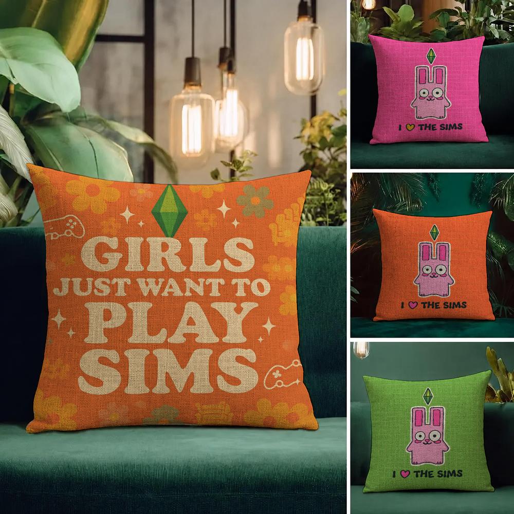 Game The Sims Cushion Cover Natural Linen Pillowcase Set AllinOne Decor Cushion Cover for Sofa Bedroom Chair