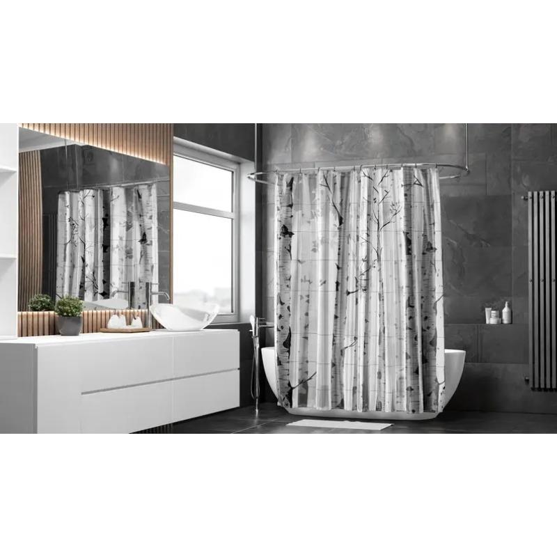 Birch Trees, Watercolour, White Birch Forest || Shower Curtain Bathroom Decor Home Decor, Interior Design W60H190(CM)-1 Pcs