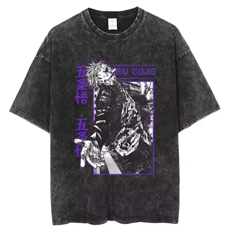 Jujutsu Kaisen Gojo Satoru T Shirts Washed Men Women Cotton Harajuku T-Shirts Ryomen Sukuna Retro for Men Women Tops