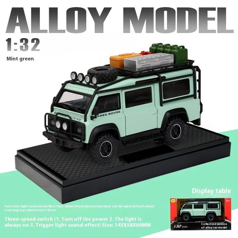 1:32 Defender Van Diecast Metaal Off-Road Voertuigen Auto Legering Camper Model Geluid Licht Kinder Cadeau